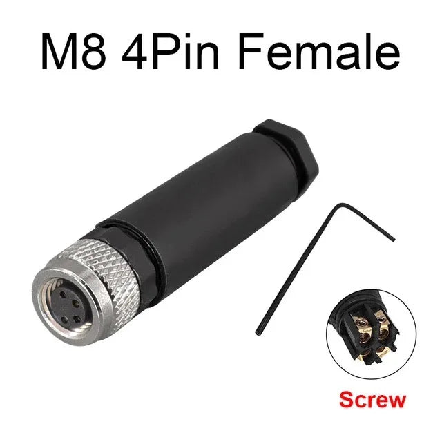 Cloweit M8 Sensor Connector Waterproof Male&Female Plug Straight Angle Screw Threaded Coupling 3pin 4p Panel Mount Flange Socket