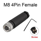 Cloweit M8 Sensor Connector Waterproof Male&Female Plug Straight Angle Screw Threaded Coupling 3pin 4p Panel Mount Flange Socket