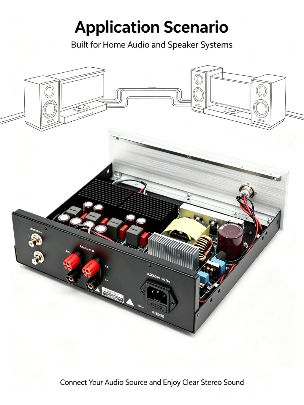 TIANCOOLKEI TPA3255 Digital Amplifier 2-channel stereo 2×300W Pure Power Amplifier Version