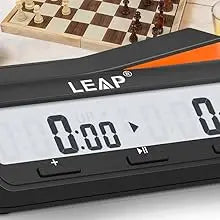 LEAP PQ9917 Chess Clock Digital Chess Timer for Board Game and Chess Timer with Bonus & Delay Count Down up Alarm Black/Orange