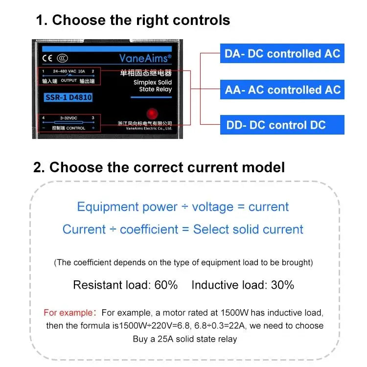 Solid State Relay Single Phase SSR 220V 25A 40A Output SSR-25DA SSR-40DA SSR-40AA SSR-40DD Relay Module for Temperature Control