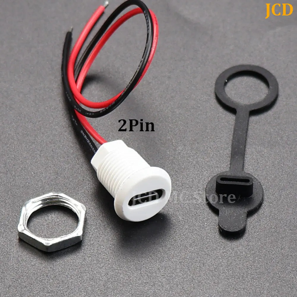 USB-C 2P 4P High Current Charging Socket with PH2.0 Nut Snap Lock Plate USB TYPE-C Female Waterproof Connector Charging Interfac