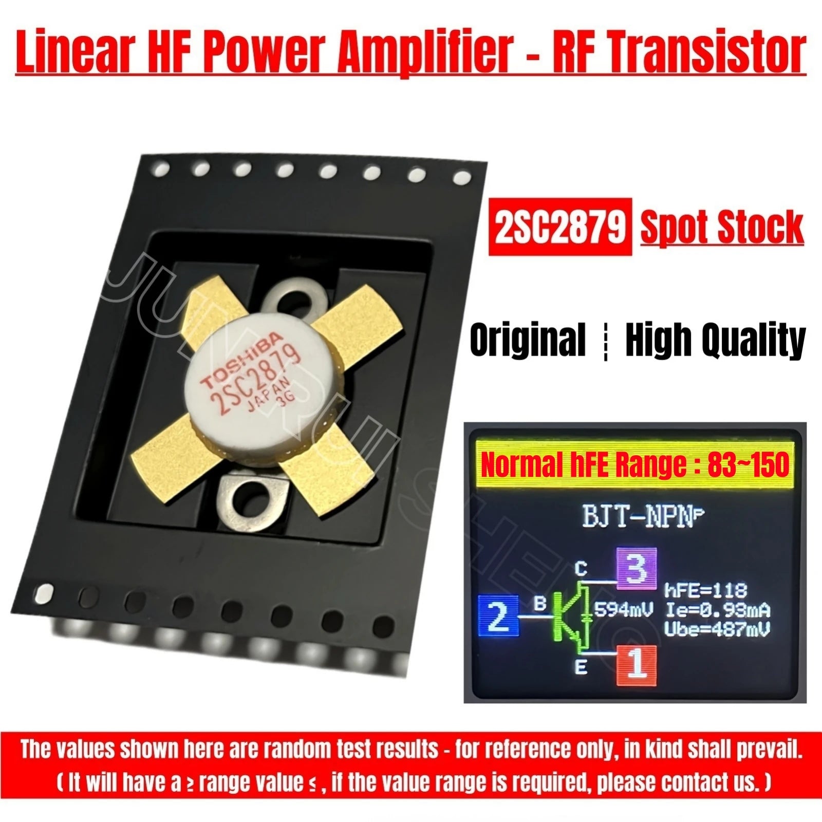 Original TOSHIBA 2SC2879 RF Transistor HF Power Amplifier Radio Kit 2SC2879A/C 250W 30mhz SSB Linear NPN MOSFET VHF Module TO-59