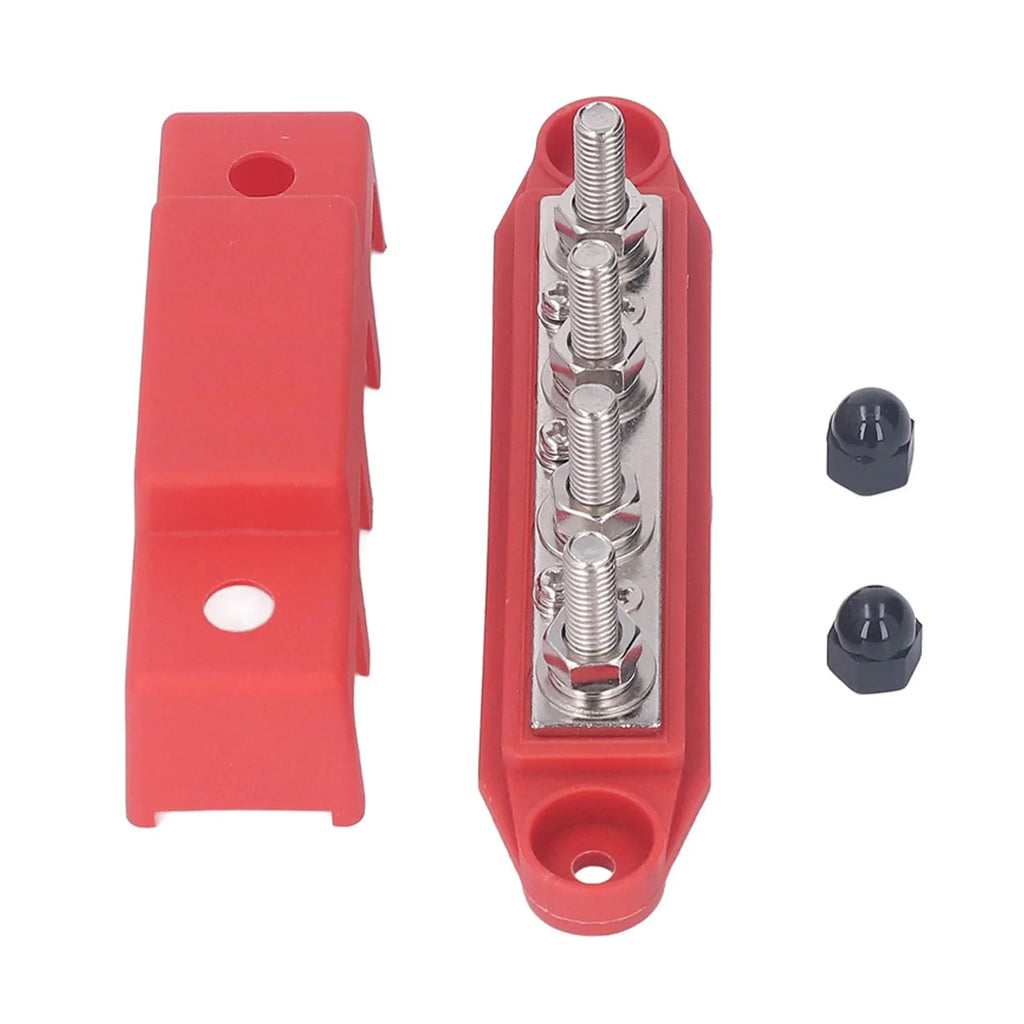 Power Distribution Block M8 Screw 4 Terminal Bus  DC 48V 250A for Automobile Boat Power Distribution Block Bus  250A