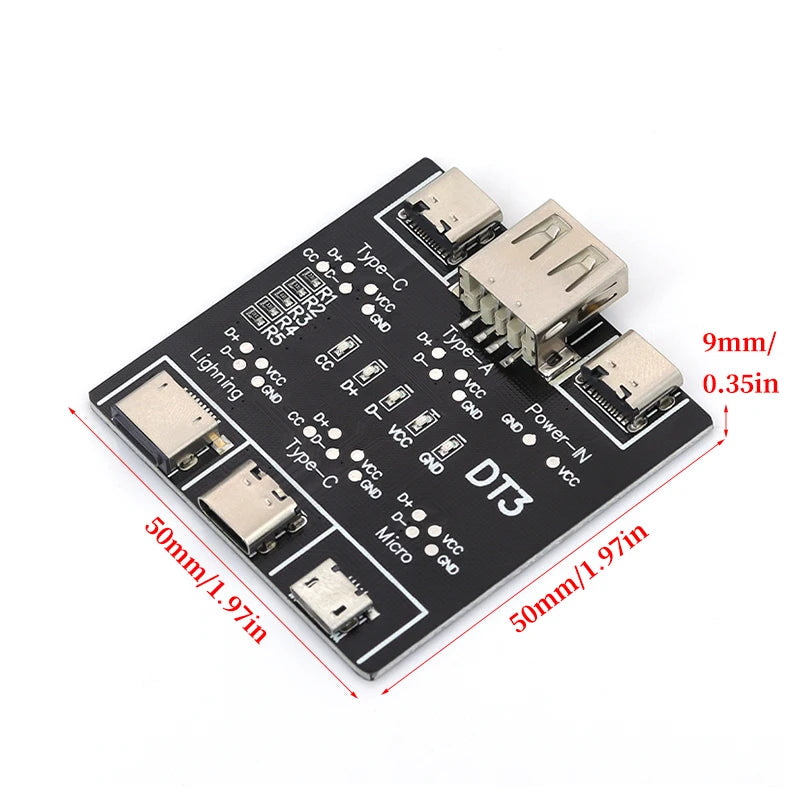 1-5PCS DT3 Test Module, Type-C Lightning MicroUSB Multi-port Cable Detector for Data Transmission and Charging Testing