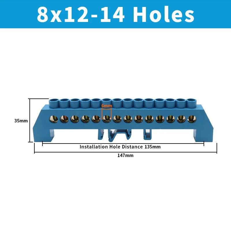 OMCH Terminal Bar 7x10 9x14mm Brass Ground Neutral Block High Conductivity Bridge Connector for Power Distribution Cabinet