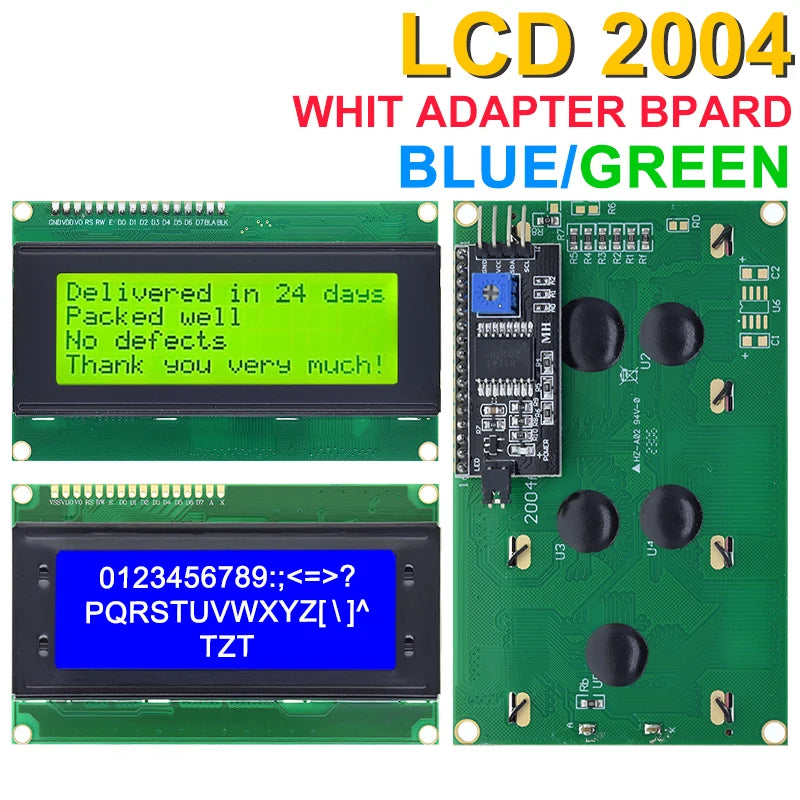 LCD2004+I2C 2004 20x4 2004A Blue/Green screen HD44780 Character LCD /w IIC/I2C Serial Interface Adapter Module For Arduino