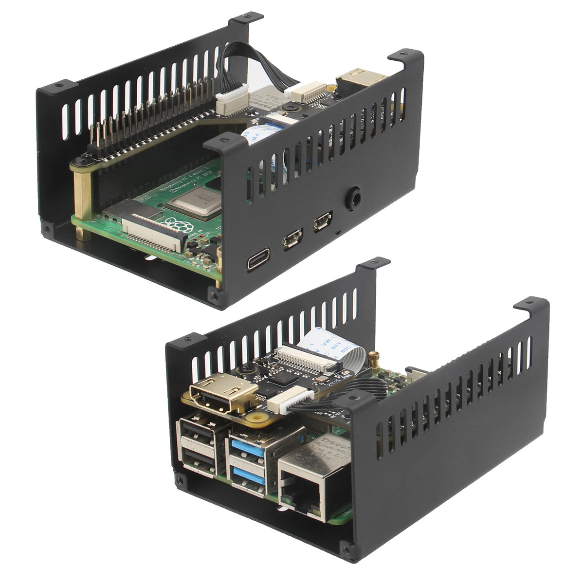 Geekbord Raspberry Pi 4 Case|X630-C1 Metal Case with Fan for Raspberry Pi 4 & X630 Hdmi-to CSI-2 Module & X1300-A2 Audio Adapter