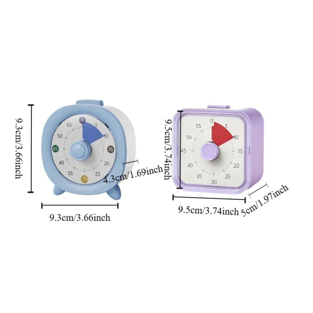 60 Minutes Visual Timer Ultra Silent Visualization Countdown Alarm Clock Self-discipline Round/Square Kitchen Timer