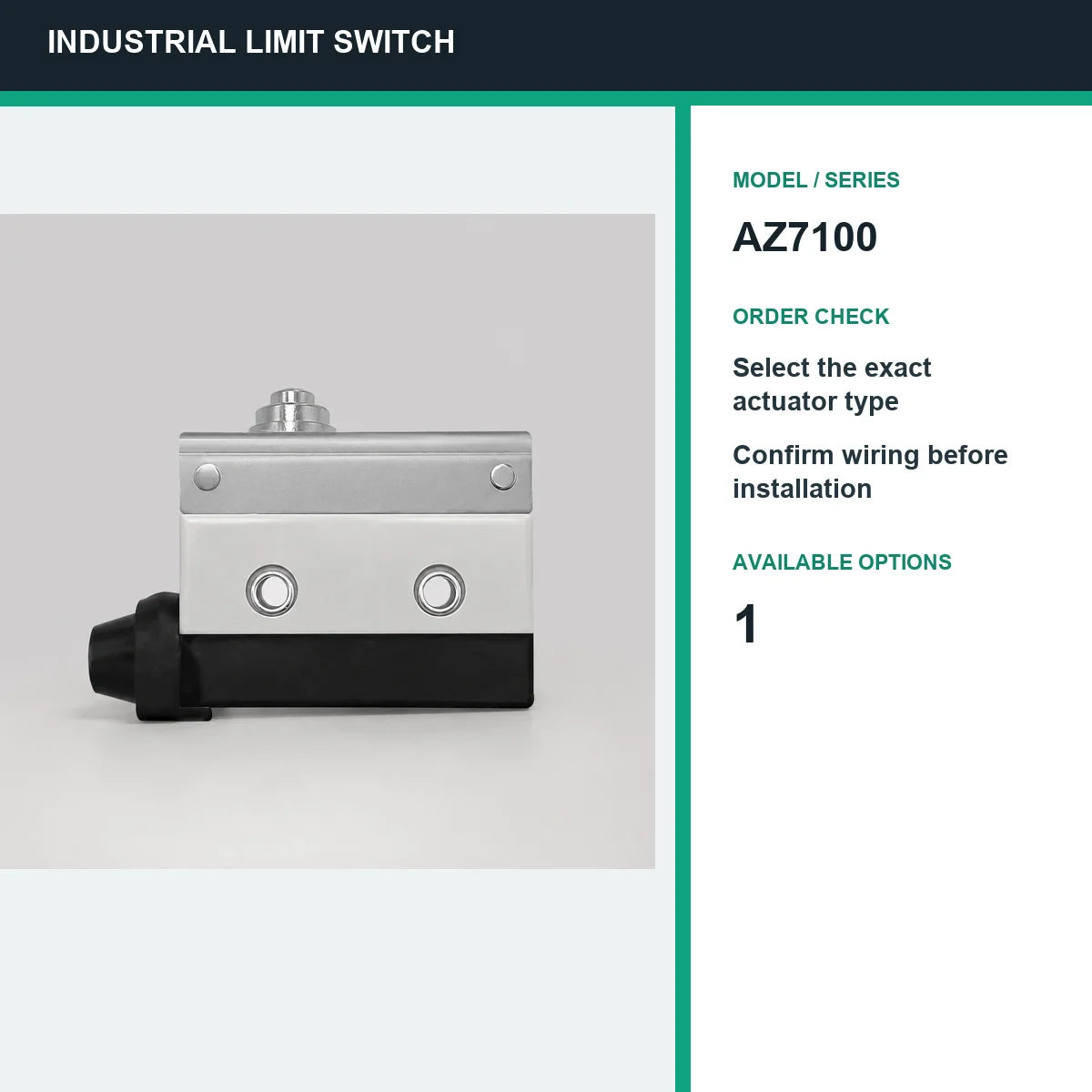 TEZUO AZ7100 IP44 Limit Switch Micro Travel Switch for Industrial Automation