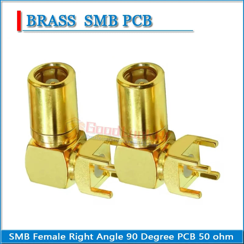 Kit Set SMB Male Female Right Angle 90 Degree Washer Nut Square Solder Edge PCB clip PC Board Mount Plug Brass GOLD Plated 50Ohm