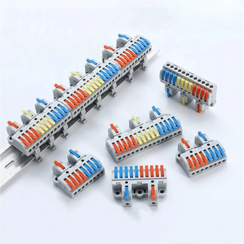Universal Quick Push-in Electrical Wire Terminal Blocks Splitter Cable Connectors Mounted Junction Box for Home Industrial Use