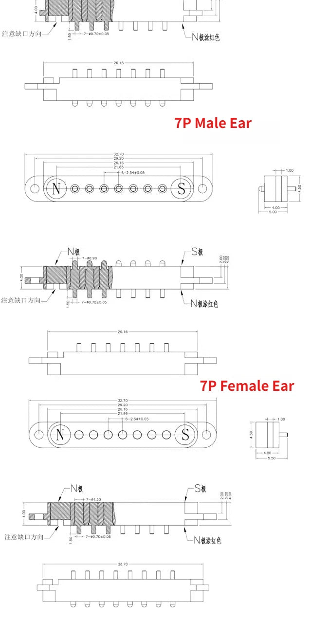 1/5Set 2A DC Magnetic Pogo Pin Connector 2Pin 3Pin 4 5 6 7 8 9 Pin Pogopin Male Female Spacing 2.5/2.80mm Spring Loaded Socket
