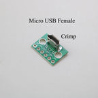 1PCS Data Charging Cable Jack Test Board with Pin Header 90 Degree Micro Mini USB Type C 2Pin USB 3.0 2.0 Female Male Connector