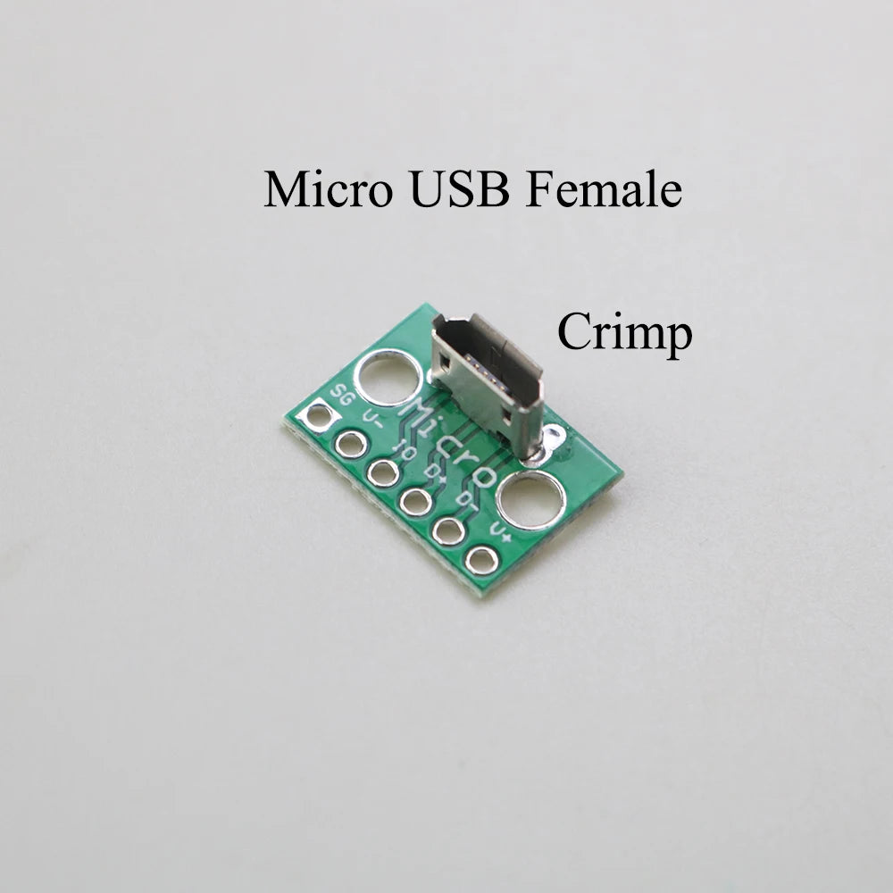 1PCS Data Charging Cable Jack Test Board with Pin Header 90 Degree Micro Mini USB Type C 2Pin USB 3.0 2.0 Female Male Connector