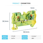 PT4-PE Push-in 4mm² Ground Din Rail Feed-Through Terminal Block Earth Strip Connector Wire Electrical Connector PT 4-PE
