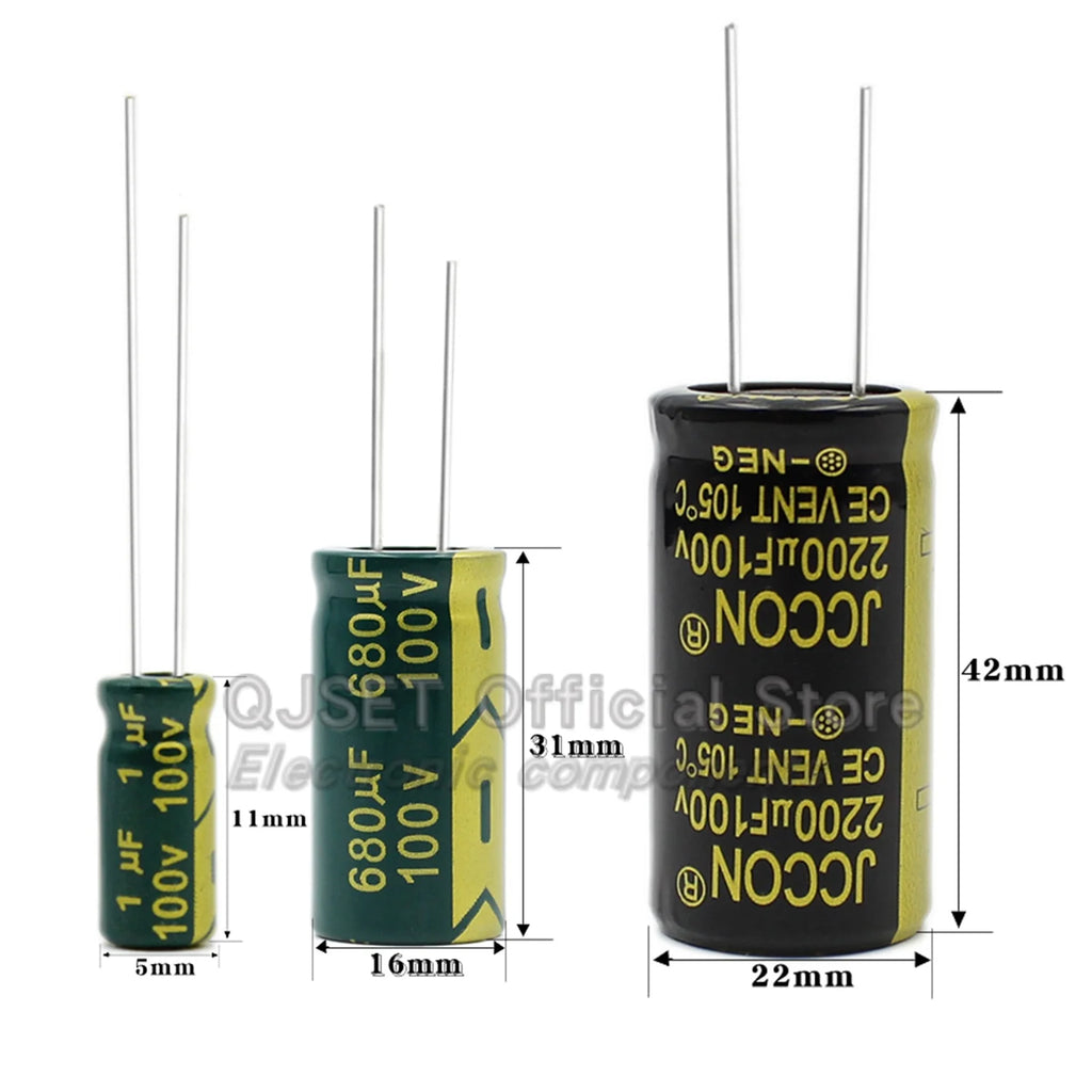 100V 1 10 47 100 220 330 470 680 1000 UF 2200uF High-Frequency Low-Impedance Audio Amplifier Power Supply Electrolytic Capacitor