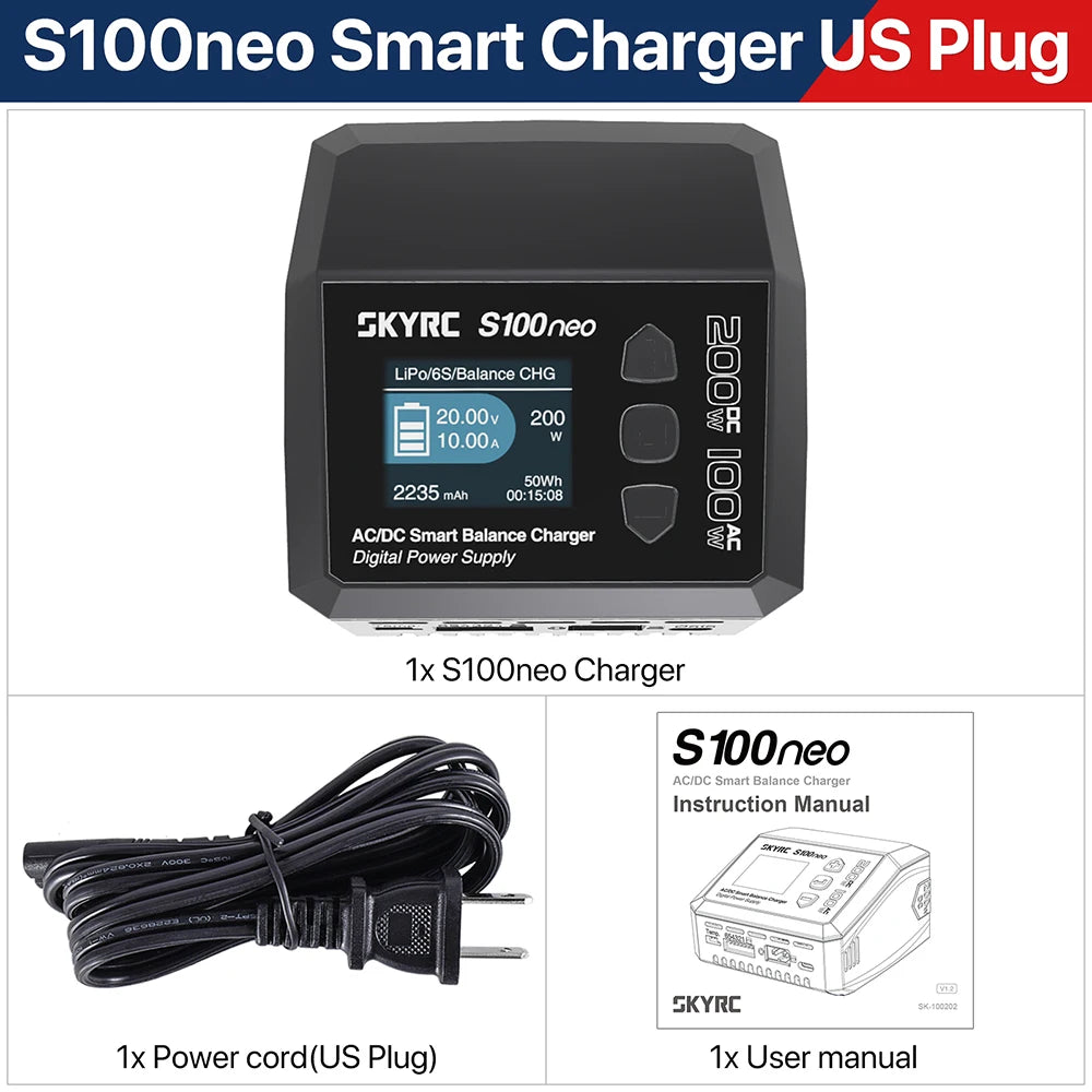 SkyRC S100neo Balance Charger AC/DC 12A Smart LiPo Battery RC Charger Discharger