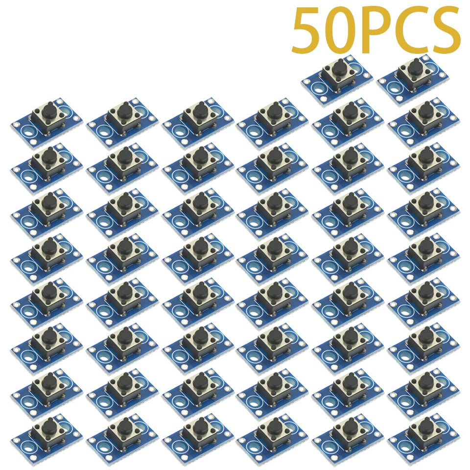 1-100PCS 6x6mm Tact Switch Module – Momentary Push Button with PCB Board for Arduino STM32 Projects