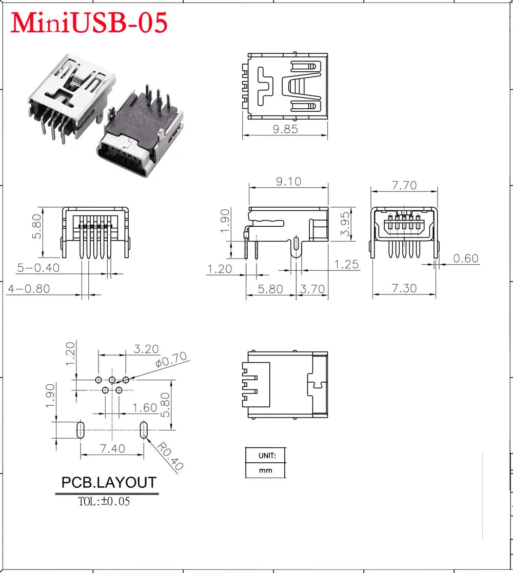 10PCS Mini USB SMD SMT 4Pin 5Pin Female Mini B Socket Connector Plug Straight DIP Jack Connector Plug-in