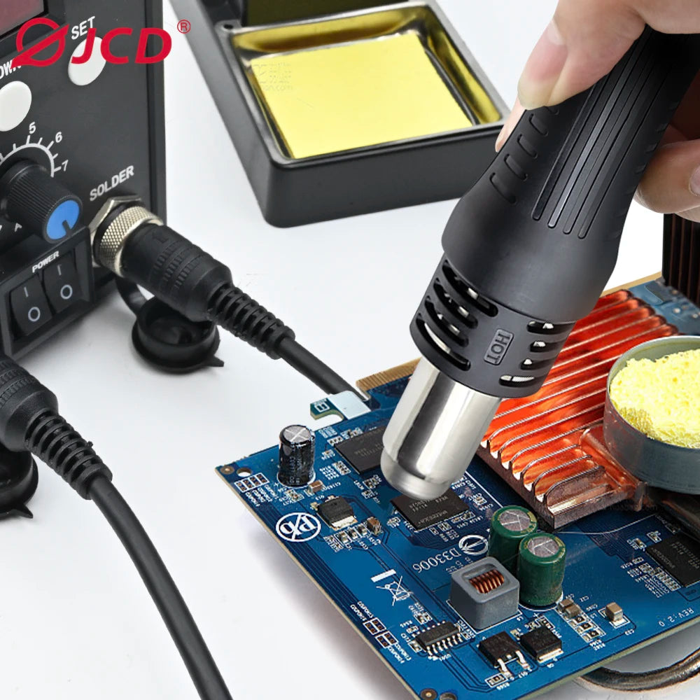 JCD 750W Soldering Station 8586 LCD Digital Display SMD Rework Hot Air Gun Soldering Iron 220V 110V ESD Welding Repair Tools