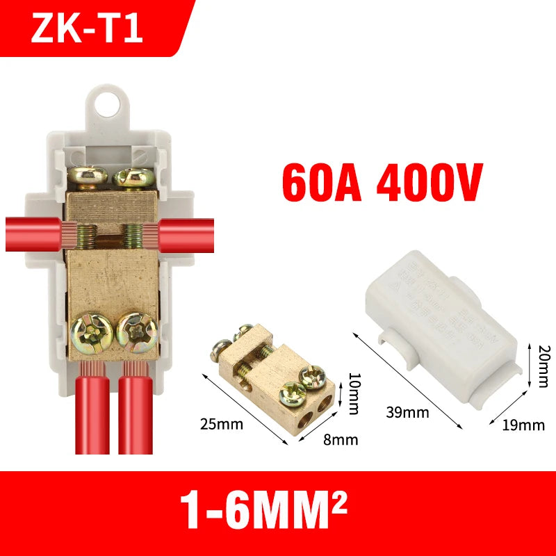 High Power Branch Terminal Quick Wire Connector Terminal Block 400V Electrical Cable Junction Box ZK-306 T-Type Wiring Terminal