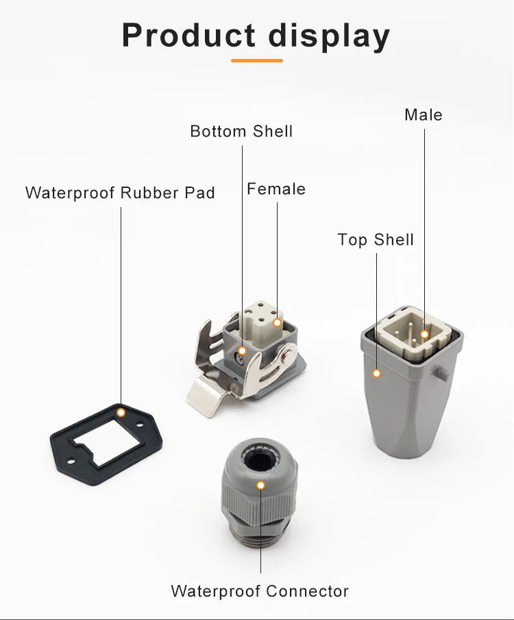HA Heavy Duty Connector Kit 4/5/6/8 Core Pins Male&Female Insert Plug HDC-HA Rectangular Waterproof Industrial Aviation Socket