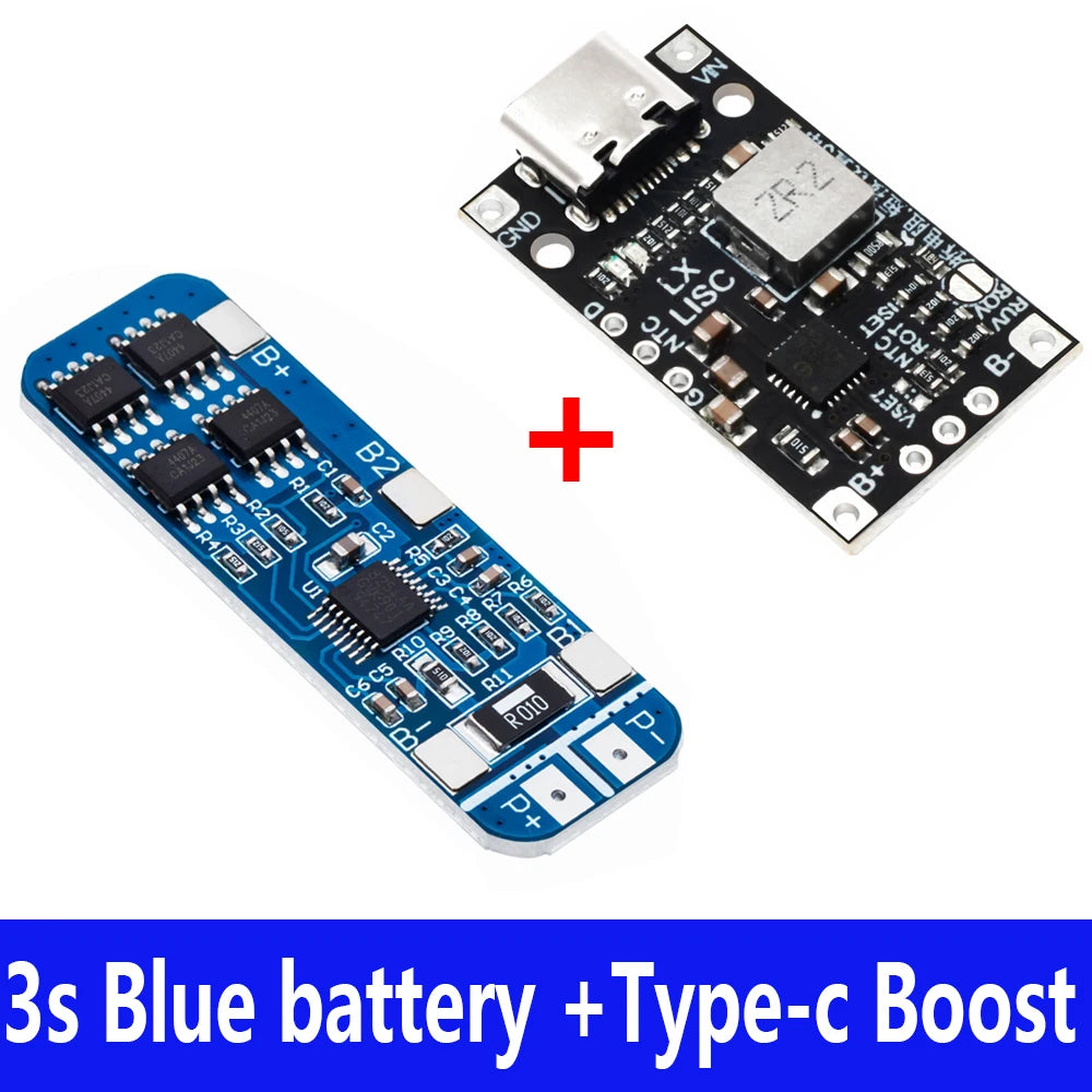 Lithium Battery Charging Boost Module with Balanced Support, Fast Charge with Indicator, 2S, 3S, Type-C BMS, 15W, 8.4V, 12.6V,