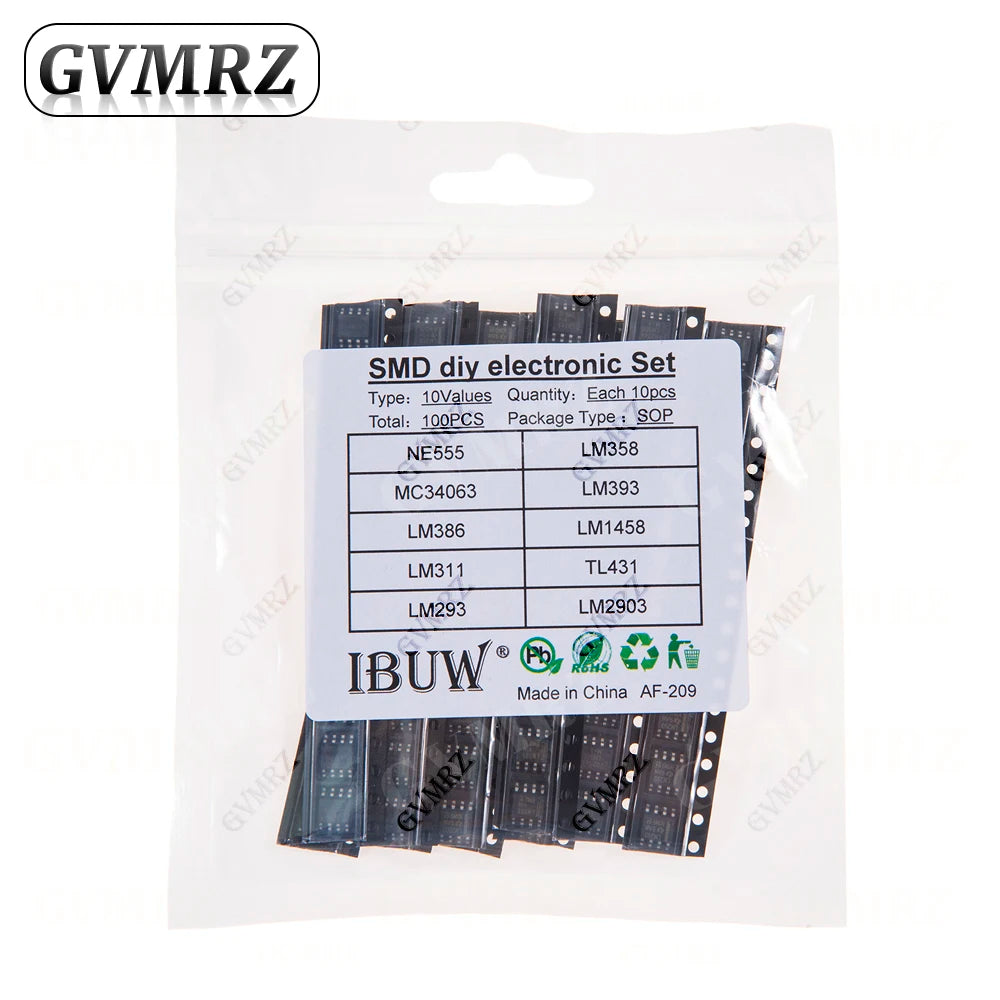 NE555 LM358 TL431 LM393 UC3842 UC3843 UC3844 UC3845 SOP-8 24C02 24C04 24C08 74HC00 SMD Power Supply IC Kit