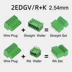 10Sets 15EDGK 2.54mm 0.1" 2EDG 2p 3p-16p Plug Screw Receptacle Socket+ 2EDGV R Wafer Male Pin Header Wire Terminal Block