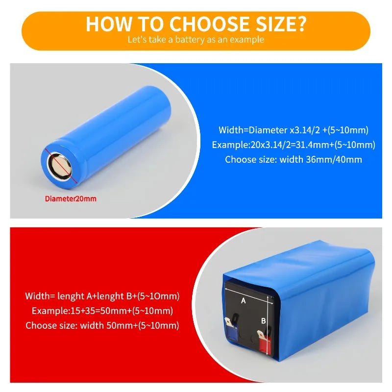 Width 17mm ~ 200mm Blue PVC Heat Shrink Tube 18650 Battery Wrap Battery Pack Insulated Cable Protector Sleeve Lithium Film Case