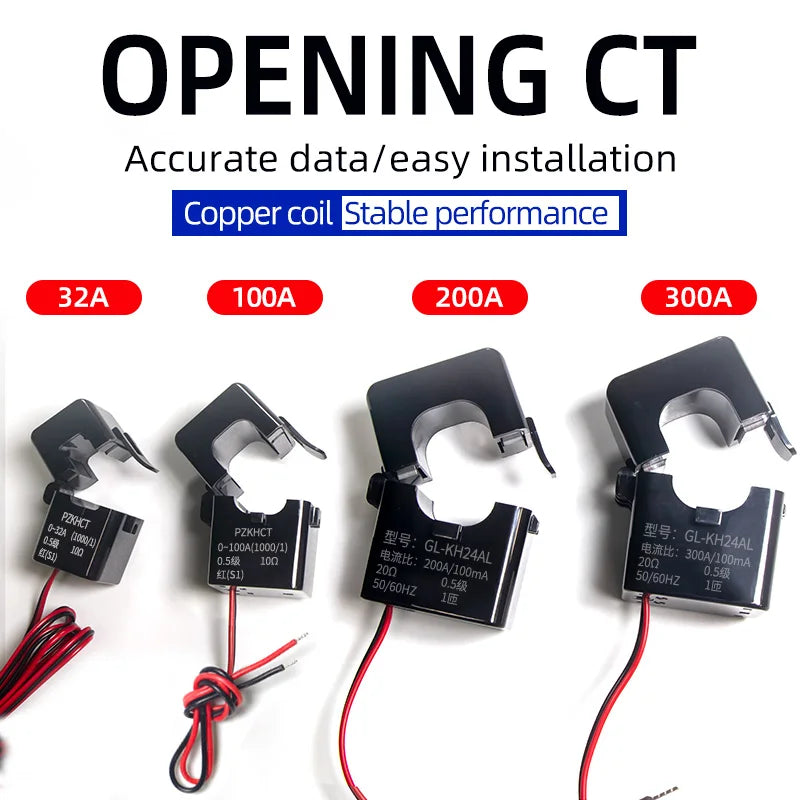 High Stability Split Core Current Transformer Open Type Coil CT AC 32A  63A  100A  500A Clamp Sensor