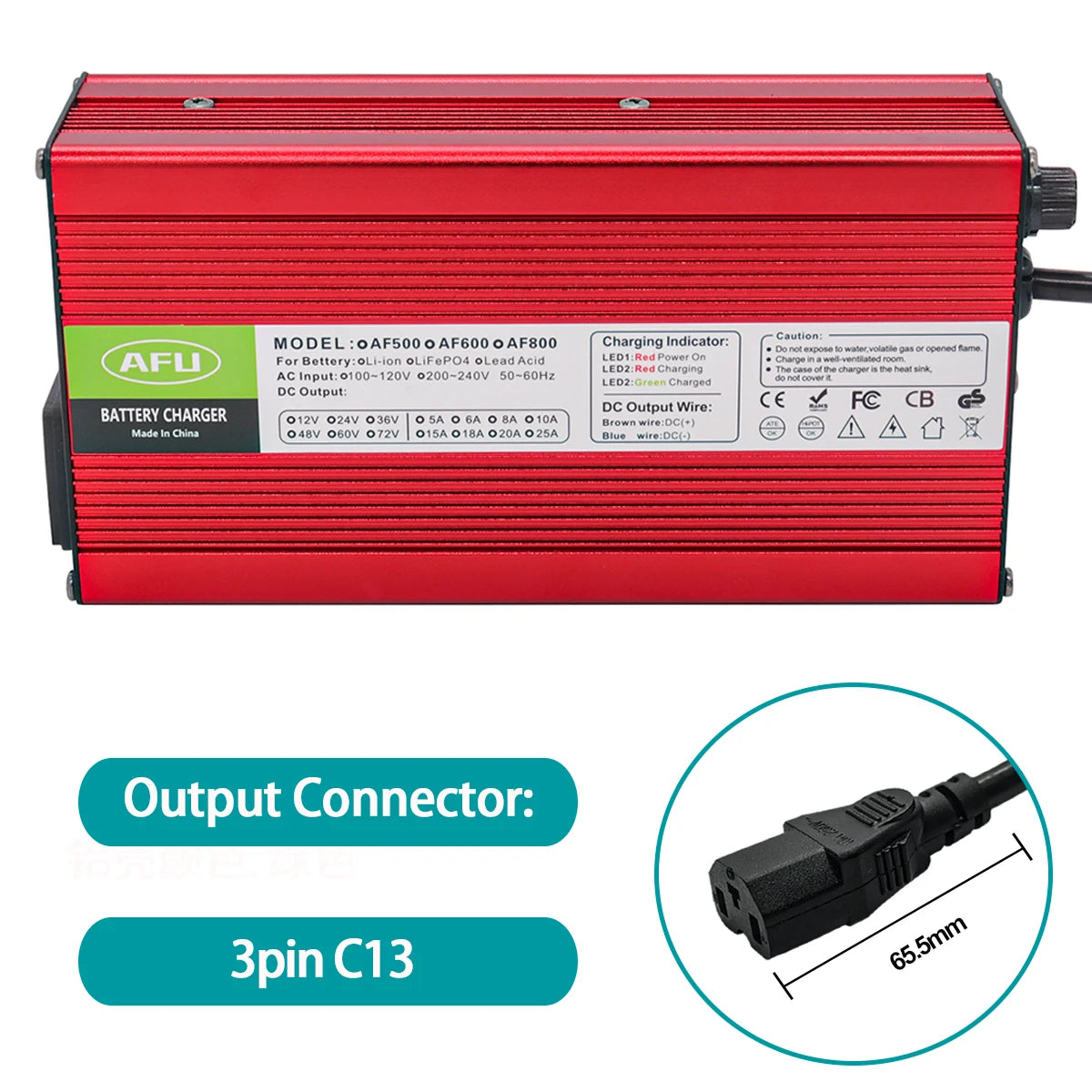 AFU 84V 5A Lithium Battery Charger For 72V 74V 20S Li-Ion Lipo Battery Pack Smart Charger