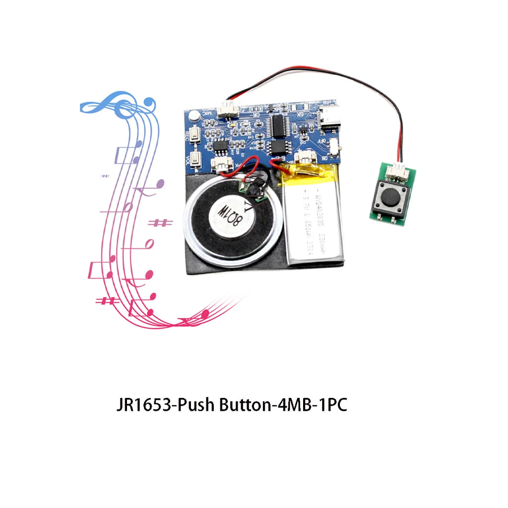 4MB/16MB Push Button Sound Module USB Downloadable & Recordable & Rechargeable with MP3 Audio Playback for Xmas Greeting Gifts