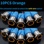 10PCS 16mm 19mm Metal Power Switch Button Flat Round LED Lamp Light Waterproof Latching /Self-reset Button Car Start Switch 12V