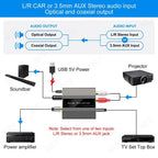MZX Analog to Digital Audio Converter RCA to Optical with Cable 3.5mm AUX Jack Decoder Toslink and Coaxial Adapter for Soundbar