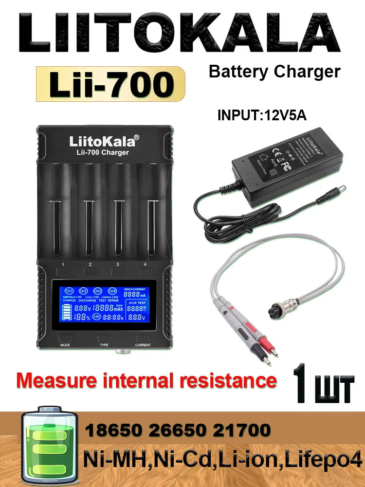 LiitoKala LCD Battery Charger for 21700 18650 26650 Smart Charger Lii-700 Lii-PD2 Lii-PD4 Lii-700