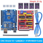 TZTUNO R3 With USB Cable + CNC Shield V3 Engraving Machine 3D Printe+ 4pcs DRV8825 Or A4988 Driver Expansion Board For Arduino