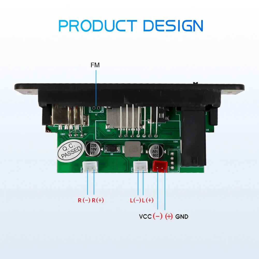10W Digital Amplifier MP3 Decoder Board DC 5V Bluetooth 5.0 FM Support Microphone Car MP3 Player with Remote Controller