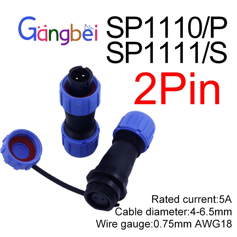SP11 Series Waterproof Aviation Plug Connector IP68 Cable Joint SP1110P2 SP1112S2  Durable Electrical Connector for Outdoor Use
