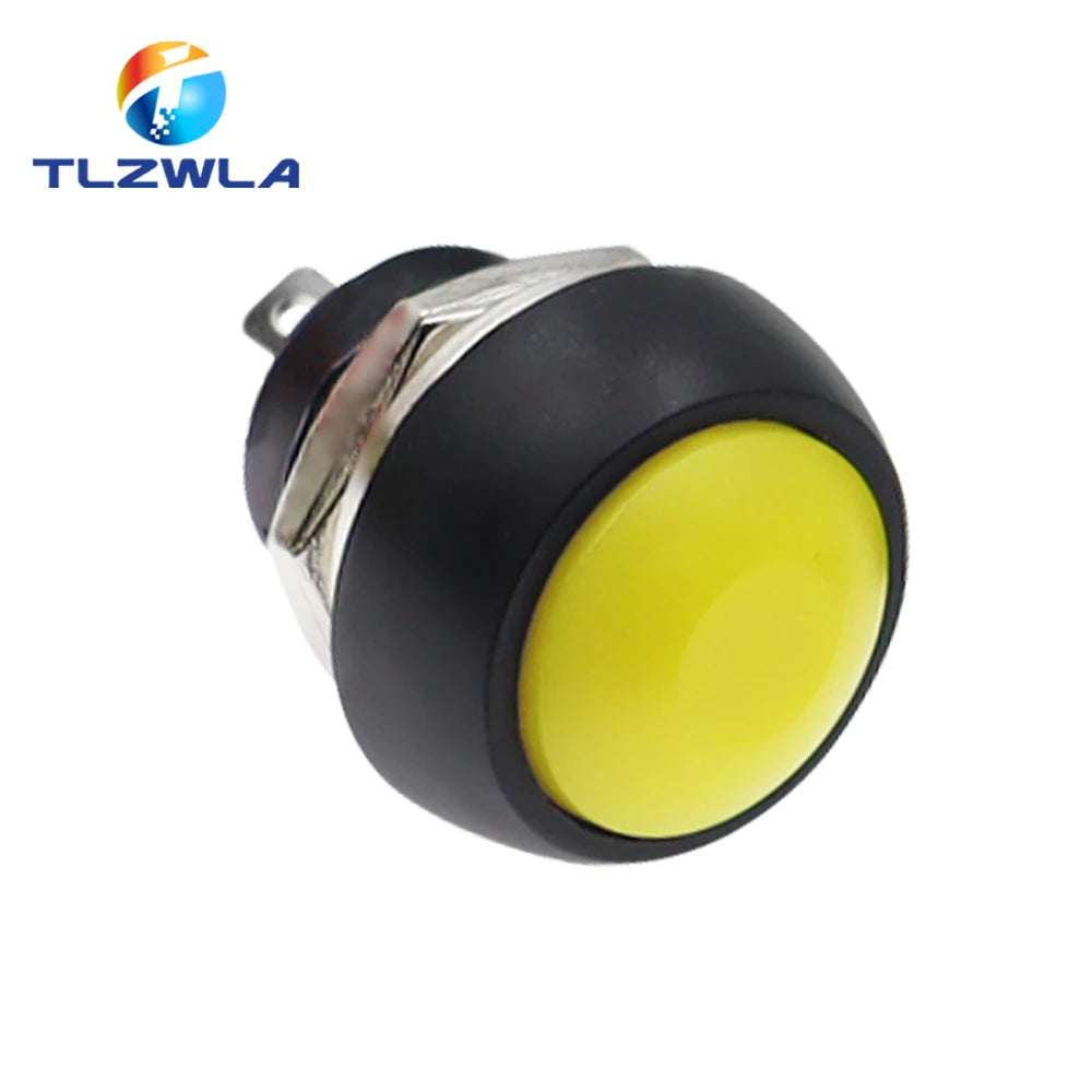 1PCS DIY Mini 12mm Momentary Waterproof Push Button Switch Horn Blue White Green Red Yellow Black 1A 250V Self-reset