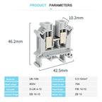 10Pcs UK 10N Screw Feed-through DIN Rail Terminal Block 10mm Cable Plug Multi-color Universal Wire Electrical Connector UK10N
