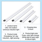 10-60cm USB Rechargeable Ultra-Thin Motion Sensor Light Magnetic Mount  3-Color Adjustment Under Cabinet Light for Home Office