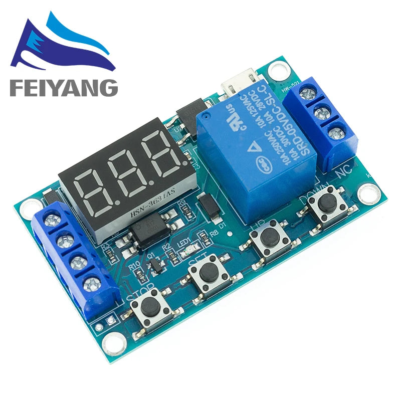 SAMIROB DC 6-30V Support Micro USB 5V LED Display Automation Cycle Delay Timer Control Off Switch Delay Time Relay 6V 9V 12V 24V