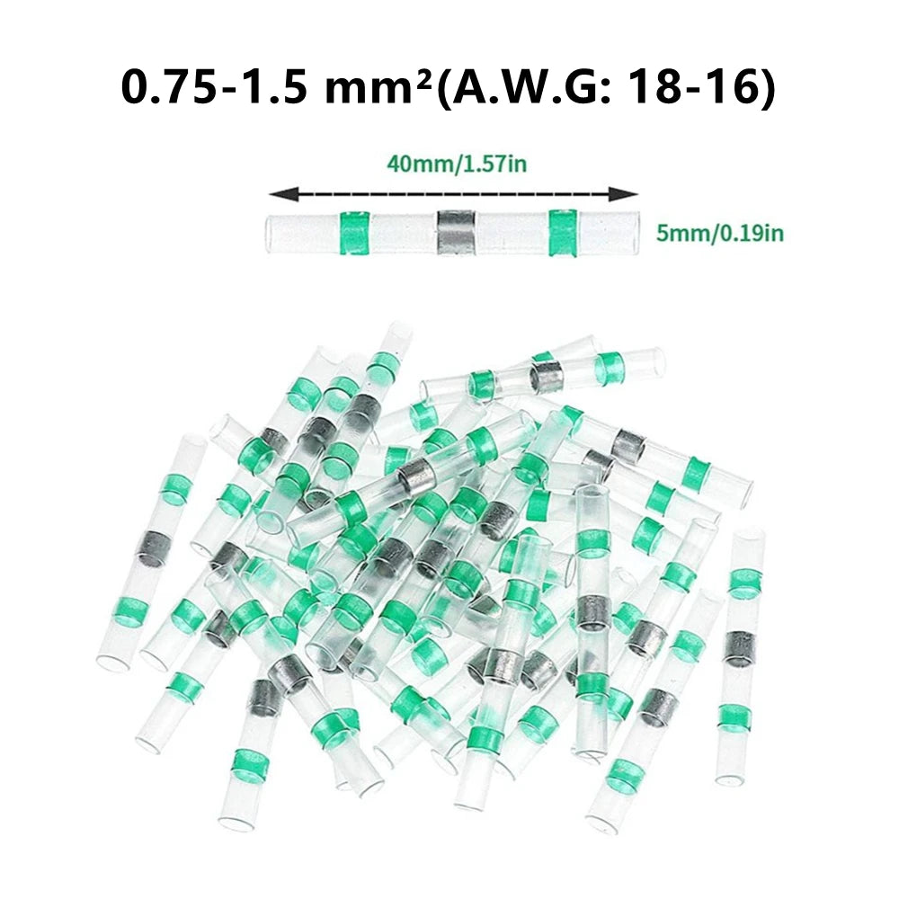 1000/100PCS Waterproof Heat Shrink Butt Wire Connectors Tinned Copper Solder Seal Wire Terminals Thermal Shrinkage Sleeve Splice