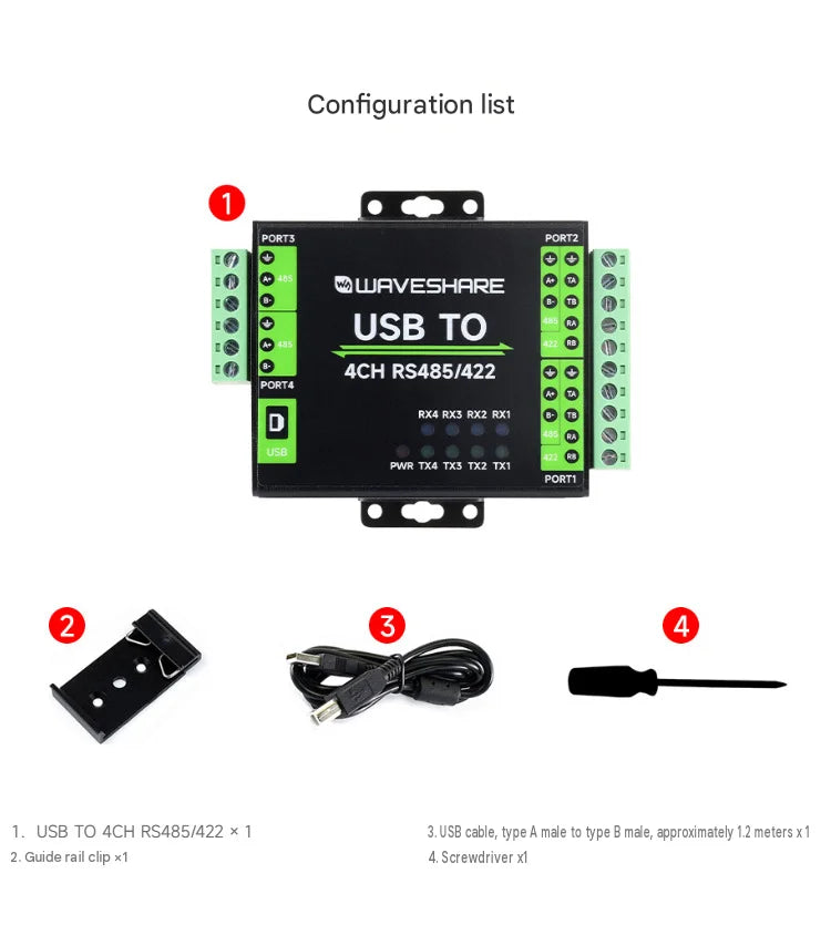 Industrial Isolated 4Ch USB to RS485 422 Converter Wall DIN Rail Mountable