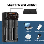 POWERKAN Battery Charger, Type-C USB Input, for 3.7V Li-ion Batteries Compatible with 2665016340 14500 21700 18650 Charging