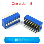 5PCS Dial Switches Toggle Side Dial Flat Dial Coding Patch 2P 4 5 6 8 9 10 Bit 2.54mm Red Blue Black