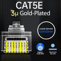 AMPCOM RJ45 Modular Plug, CAT5E CAT6 Pass Through Network Connectors UTP 3/50μ Gold-Plated 8P8C Crimp End for Ethernet Cable
