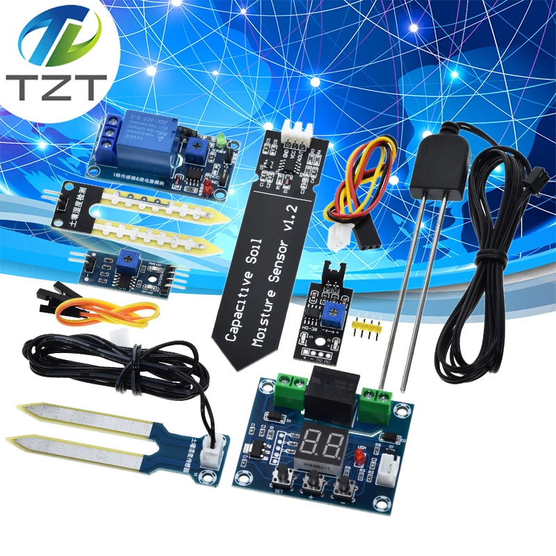 Capacitive Soil Moisture Sensors Module / Soil Humidity Digital Display Relay Control Module Automatic Watering TZT For Arduino